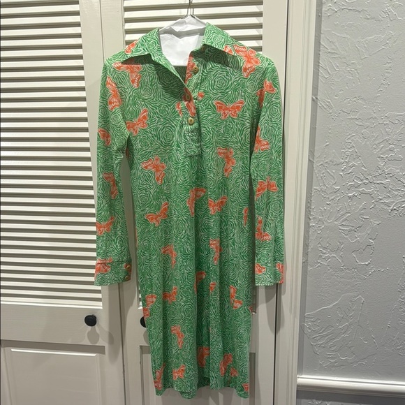 The Lily Lily Pulitzer vintage 70s dress with Orange Butterfly Print - Picture 1 of 9